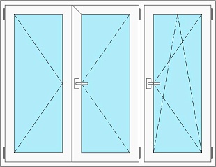 Окно трехстворчатое